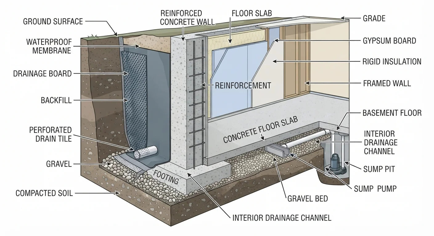 Basement Waterproofing: Interior Methods, Exterior Methods, and When Each Applies